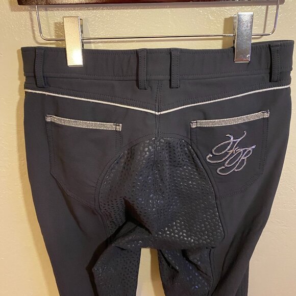 Pikeur Full-Seat Grip Breeches - Size 31/32 (EU 42) - Black with Silver Trim - Picture 1 of 13